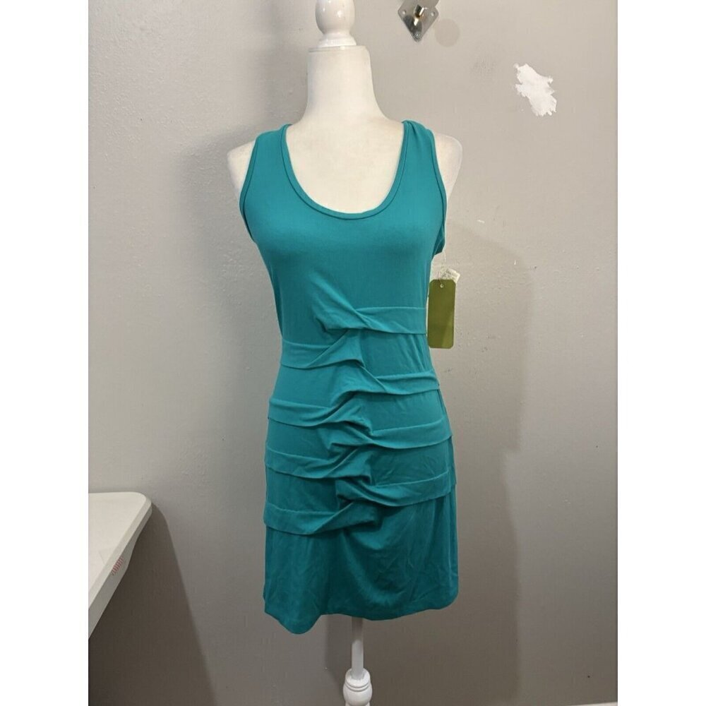 artelier nicole miller dress Sleveless Teal Fitteed Rushed Short Dress Women Med